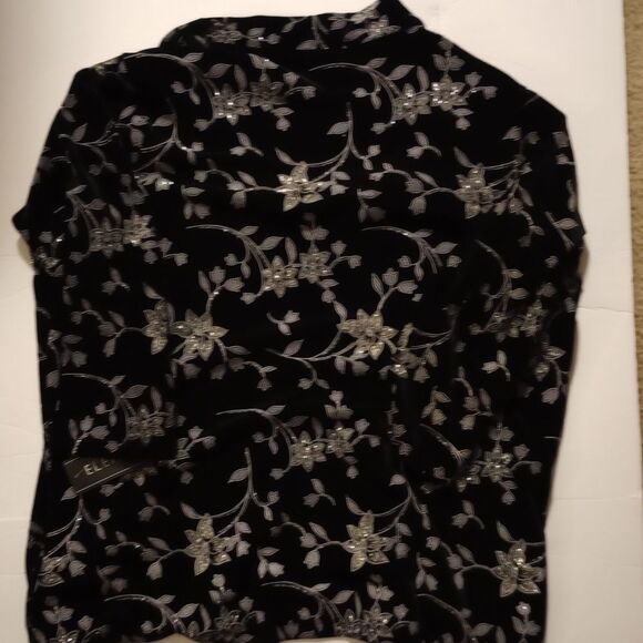 🆕🤵🏽Elementz 2 Piece Black Velour Pants Set With Silver Flowers - Picture 5 of 7